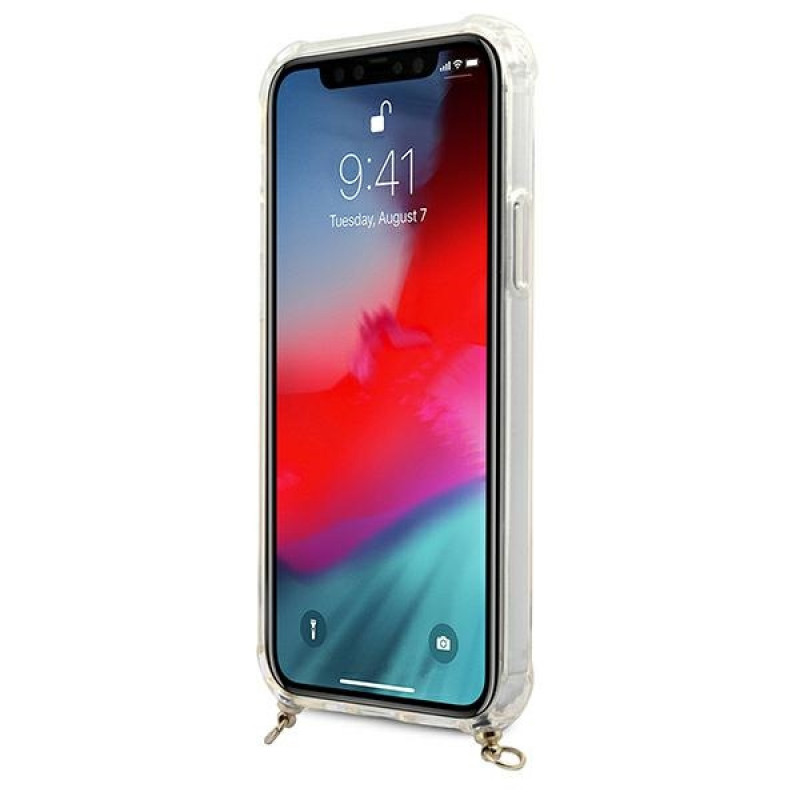 Guess GUHCP12MKC4GSGO Custodia rigida per Apple iPhone 12 / 12 Pro 4G Gold Chain, trasparente