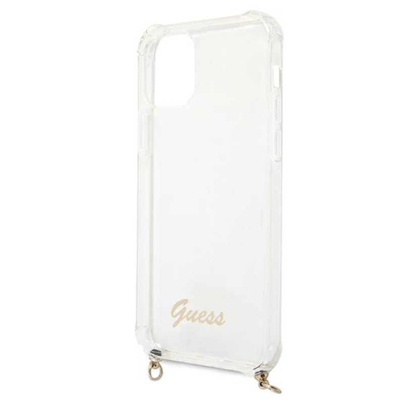 Guess GUHCP12MKC4GSGO Custodia rigida per Apple iPhone 12 / 12 Pro 4G Gold Chain, trasparente