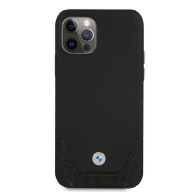 BMW BMHCP12MRSWPK Custodia rigida per Apple iPhone 12 / 12 Pro Leather Perforate, nera