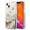 Guess GUHCP13SLGPEGO Custodia rigida per Apple iPhone 13 mini Peony Liquid Glitter, oro
