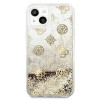 Guess GUHCP13SLGPEGO Custodia rigida per Apple iPhone 13 mini Peony Liquid Glitter, oro