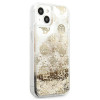 Guess GUHCP13SLGPEGO Custodia rigida per Apple iPhone 13 mini Peony Liquid Glitter, oro