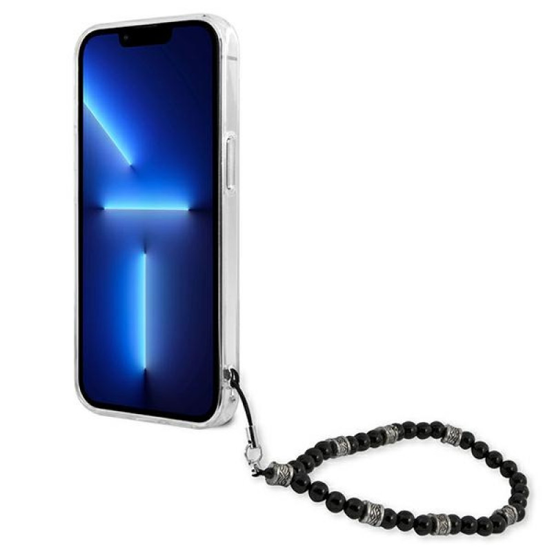 Guess GUHCP13SKPSBK Custodia rigida per Apple iPhone 13 mini Black Pearl, trasparente