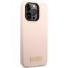 Custodia Guess in silicone con logo in metallo compatibile MagSafe per Apple iPhone 14 Pro, rosa