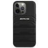 Mercedes-AMG AMHCP14LGSEBK Custodia rigida per Apple iPhone 14 Pro, Leather Debossed Lines, nera
