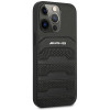Mercedes-AMG AMHCP14LGSEBK Custodia rigida per Apple iPhone 14 Pro, Leather Debossed Lines, nera