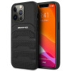 Mercedes-AMG AMHCP14XGSEBK Custodia rigida per Apple iPhone 14 Pro Max, Leather Debossed Lines, nera