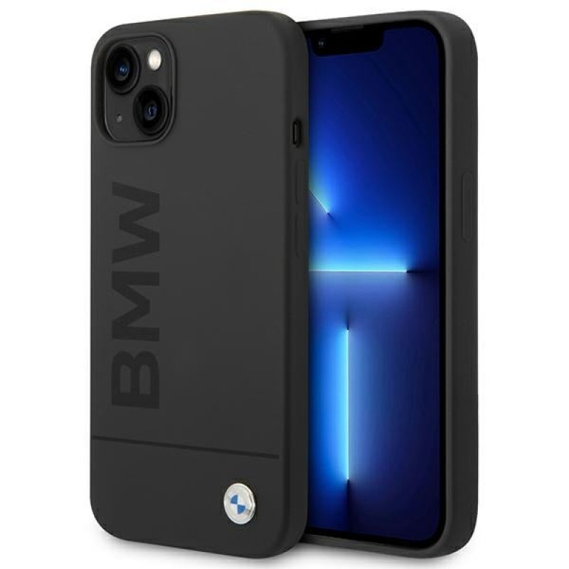 BMW BMHMP14MSLBLBK custodia rigida per Apple iPhone 14 Plus / 15 Plus, Silicone Signature Logo MagSafe, nera