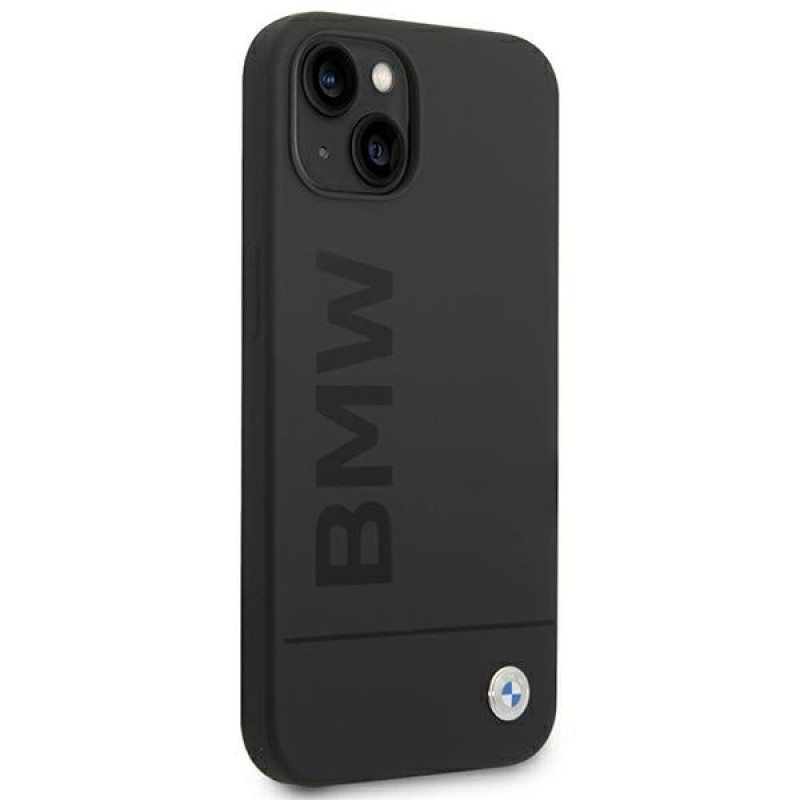 BMW BMHMP14MSLBLBK custodia rigida per Apple iPhone 14 Plus / 15 Plus, Silicone Signature Logo MagSafe, nera