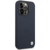 Custodia BMW BMHMP14XSILNA per Apple iPhone 14 Pro Max, Silicone Metal Logo MagSafe, blu navy