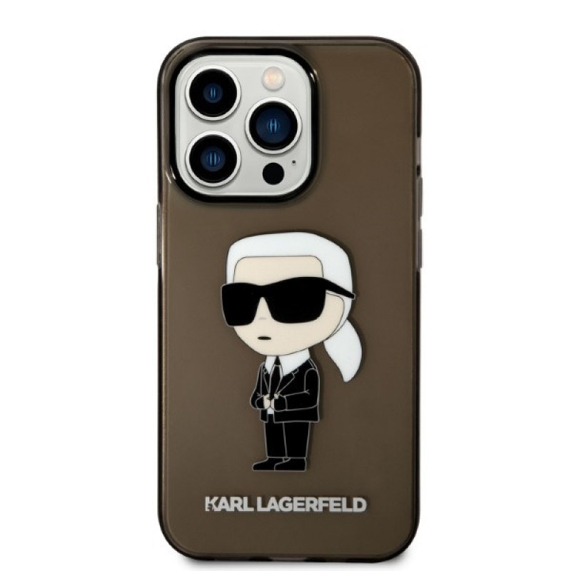Karl Lagerfeld KLHCP14XHNIKTCK Custodia rigida per Apple iPhone 14 Pro Max, Ikonik Karl, nera