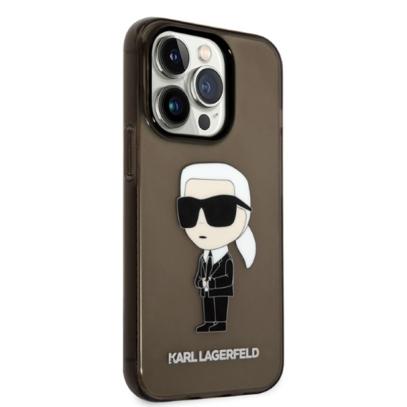 Karl Lagerfeld KLHCP14XHNIKTCK Custodia rigida per Apple iPhone 14 Pro Max, Ikonik Karl, nera