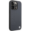 BMW BMHMP14XSLLNA custodia rigida Apple iPhone 14 Pro Max, Leather Hot Stamp MagSafe, blu navy