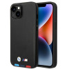 Custodia BMW BMHMP14S22PTDK per Apple iPhone 14, Leather Stamp Tricolor MagSafe, nera