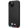 Custodia BMW BMHMP14S22PTDK per Apple iPhone 14, Leather Stamp Tricolor MagSafe, nera