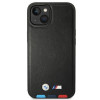 Custodia BMW BMHMP14S22PTDK per Apple iPhone 14, Leather Stamp Tricolor MagSafe, nera