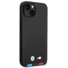 Custodia BMW BMHMP14M22PTDK per Apple iPhone 14 Plus / 15 Plus, Leather Stamp Tricolor MagSafe, nera