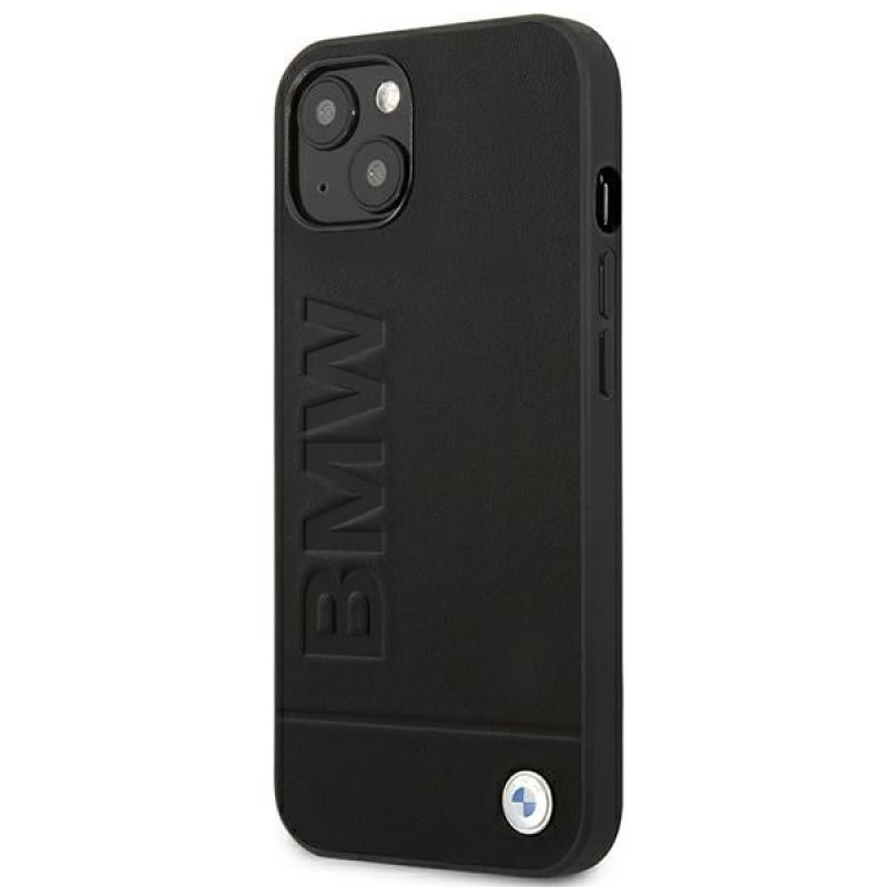 Custodia BMW BMHCP14MSLLBK per Apple iPhone 14 Plus / 15 Plus, Leather Stamp, nera