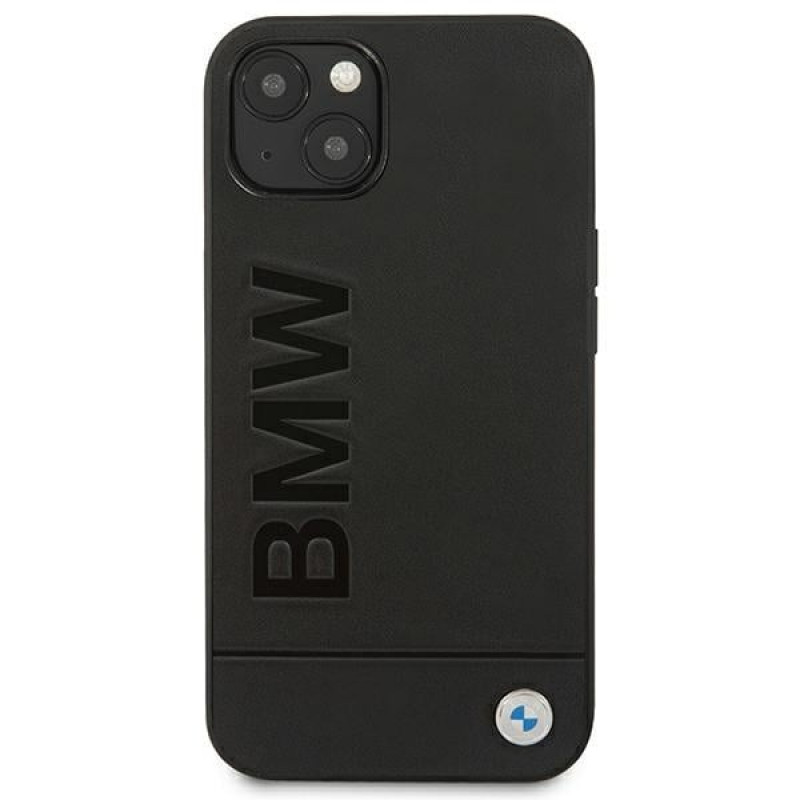 Custodia BMW BMHCP14MSLLBK per Apple iPhone 14 Plus / 15 Plus, Leather Stamp, nera