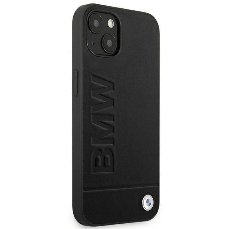 Custodia BMW BMHCP14MSLLBK per Apple iPhone 14 Plus / 15 Plus, Leather Stamp, nera