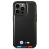 Custodia BMW BMHMP14X22PTDK per Apple iPhone 14 Pro Max, Leather Stamp Tricolor MagSafe, nera