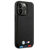Custodia BMW BMHMP14L22PTDK per Apple iPhone 14 Pro, Leather Stamp Tricolor MagSafe, nera