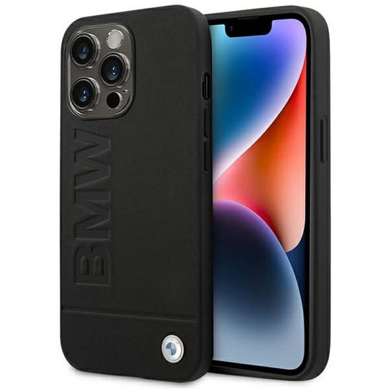 Custodia BMW BMHCP14XSLLBK per Apple iPhone 14 Pro Max, Leather Stamp, nera