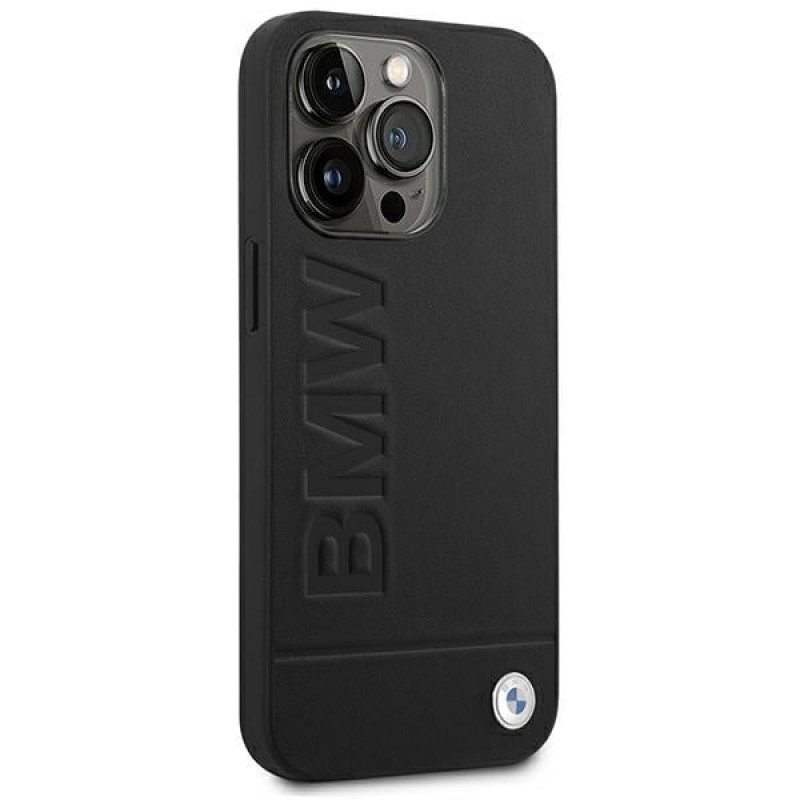 Custodia BMW BMHCP14XSLLBK per Apple iPhone 14 Pro Max, Leather Stamp, nera