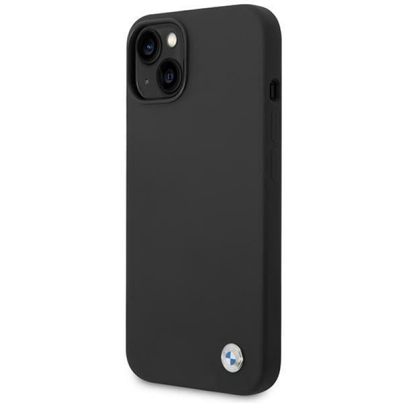 Custodia BMW BMHCP14SSILBK per Apple iPhone 14, Silicone Metal Logo, nera