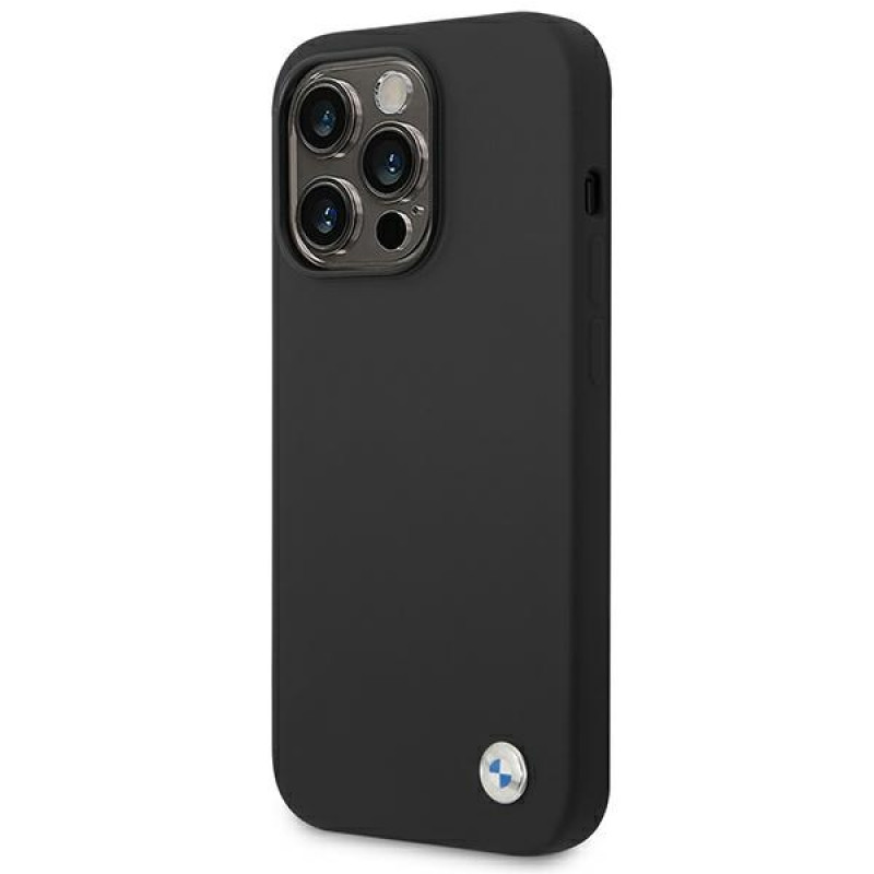 BMW BMHCP14XSILBK Custodia rigida Silicone Metal Logo per Apple iPhone 14 Pro Max 6.7", nera