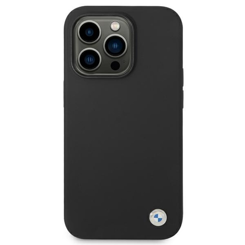 BMW BMHCP14XSILBK Custodia rigida Silicone Metal Logo per Apple iPhone 14 Pro Max 6.7", nera