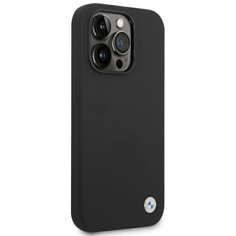 BMW BMHCP14XSILBK Custodia rigida Silicone Metal Logo per Apple iPhone 14 Pro Max 6.7", nera