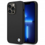 Custodia BMW BMHCP14LSILBK per Apple iPhone 14 Pro, Silicone Metal Logo, nera