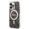 Set custodia + caricatore wireless Guess GUBPP13LH4EACSK per Apple iPhone 13 Pro, custodia rigida nera 4G Print MagSafe