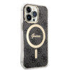 Set custodia + caricatore wireless Guess GUBPP13LH4EACSK per Apple iPhone 13 Pro, custodia rigida nera 4G Print MagSafe