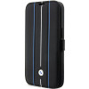 Custodia a libro BMW BMBKP14L22RVSK Leather Stamp Blue Lines per Apple iPhone 14 Pro 6.1", nera