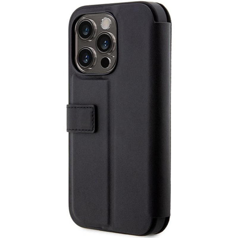 Custodia a libro BMW BMBKP14L22RVSK Leather Stamp Blue Lines per Apple iPhone 14 Pro 6.1", nera