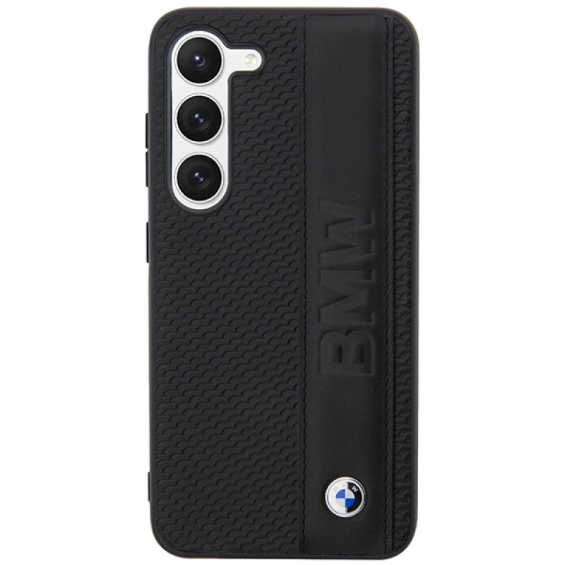 Custodia rigida BMW BMHCS23M22RDPK Leather Textured & Stripe per Samsung Galaxy S23+ (S916), nera