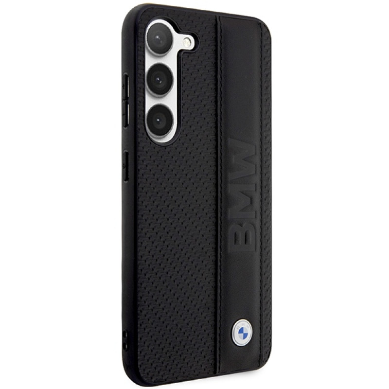 Custodia rigida BMW BMHCS23M22RDPK Leather Textured & Stripe per Samsung Galaxy S23+ (S916), nera