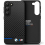 Custodia rigida BMW BMHCS23M22NBCK Leather Carbon per Samsung Galaxy S23+ (S916), nera