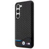 Custodia rigida BMW BMHCS23M22NBCK Leather Carbon per Samsung Galaxy S23+ (S916), nera