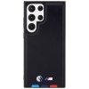 Custodia rigida BMW BMHCS23L22PTDK Leather Stamp Tricolor per Samsung Galaxy S23 Ultra (S918), nera