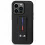 Custodia BMW Grip Stand Hot Stamp per Apple iPhone 14 / 15 / 13, nera