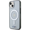 Custodia rigida BMW BMHMP14MHCRS Silver Ring MagSafe per Apple iPhone 14 Plus / 15 Plus, trasparente