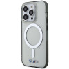 Custodia rigida BMW BMHMP14LHCRS Silver Ring MagSafe per Apple iPhone 14 Pro, trasparente