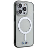 Custodia rigida BMW BMHMP14LHCRS Silver Ring MagSafe per Apple iPhone 14 Pro, trasparente