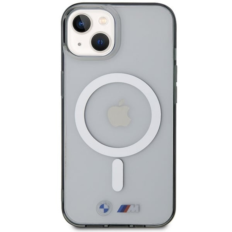 Custodia rigida BMW BMHMP14SHCRS Silver Ring MagSafe per Apple iPhone 14, trasparente