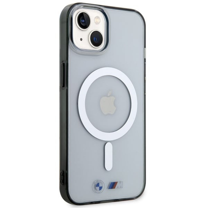 Custodia rigida BMW BMHMP14SHCRS Silver Ring MagSafe per Apple iPhone 14, trasparente