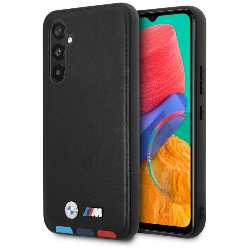 Custodia rigida BMW BMHCSA5422PTDK Leather Stamp Tricolor per Samsung Galaxy A54 (A546), nera