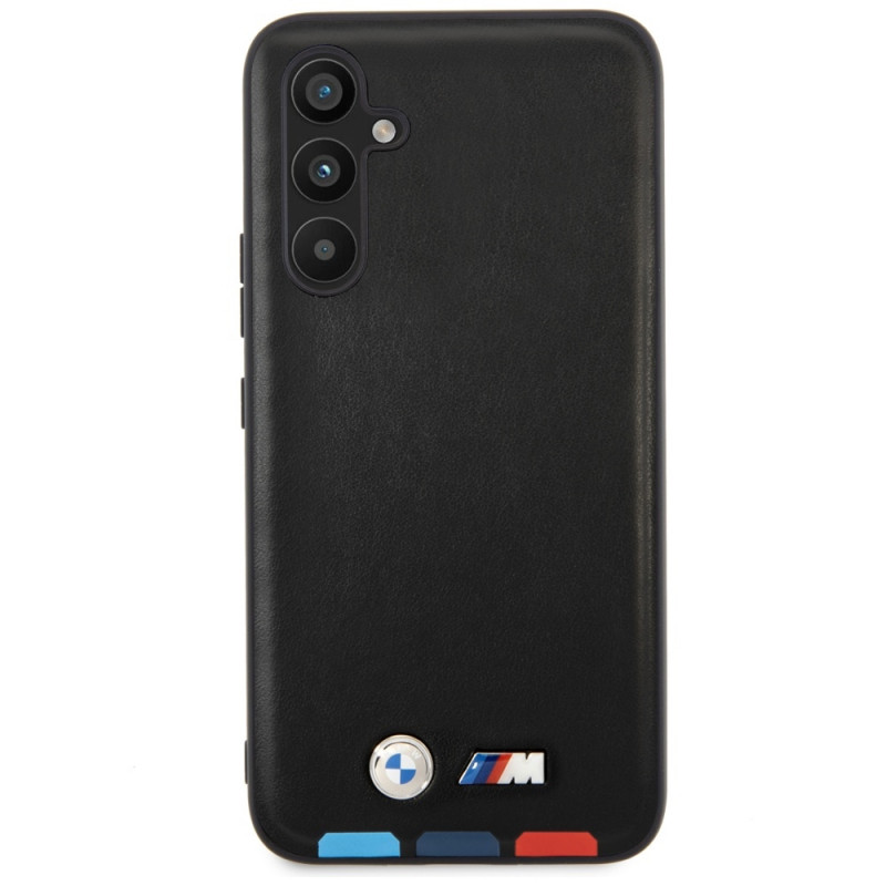 Custodia rigida BMW BMHCSA5422PTDK Leather Stamp Tricolor per Samsung Galaxy A54 (A546), nera